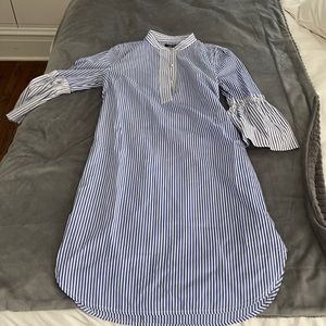 Cute ladies long sleeved blue/white striped dress